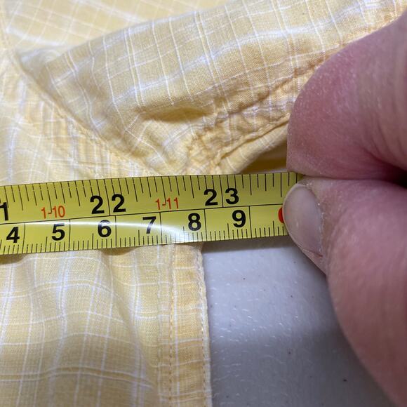 AEO Yellow Corded Check Short Sleeve Casual Button Down Shirt M - Picture 6 of 7